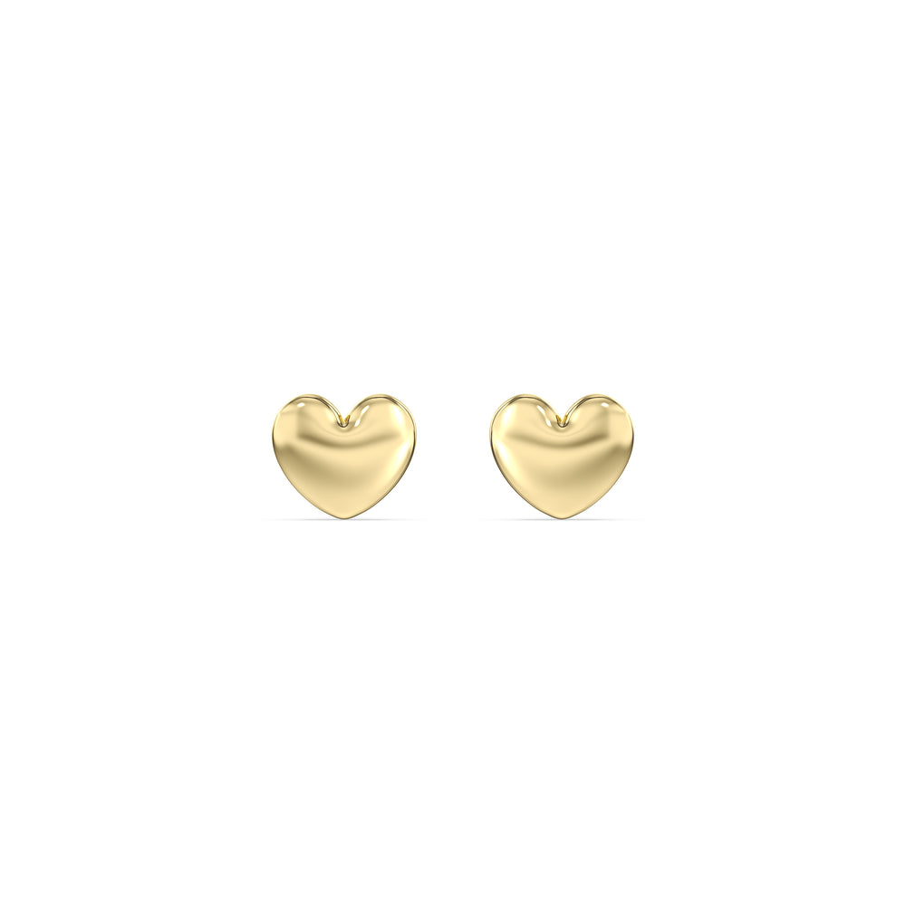 Heart Flatback Studs with 14KT Yellow Gold / Single Cut Diamond in 14KT Yellow Gold / Single view 3
