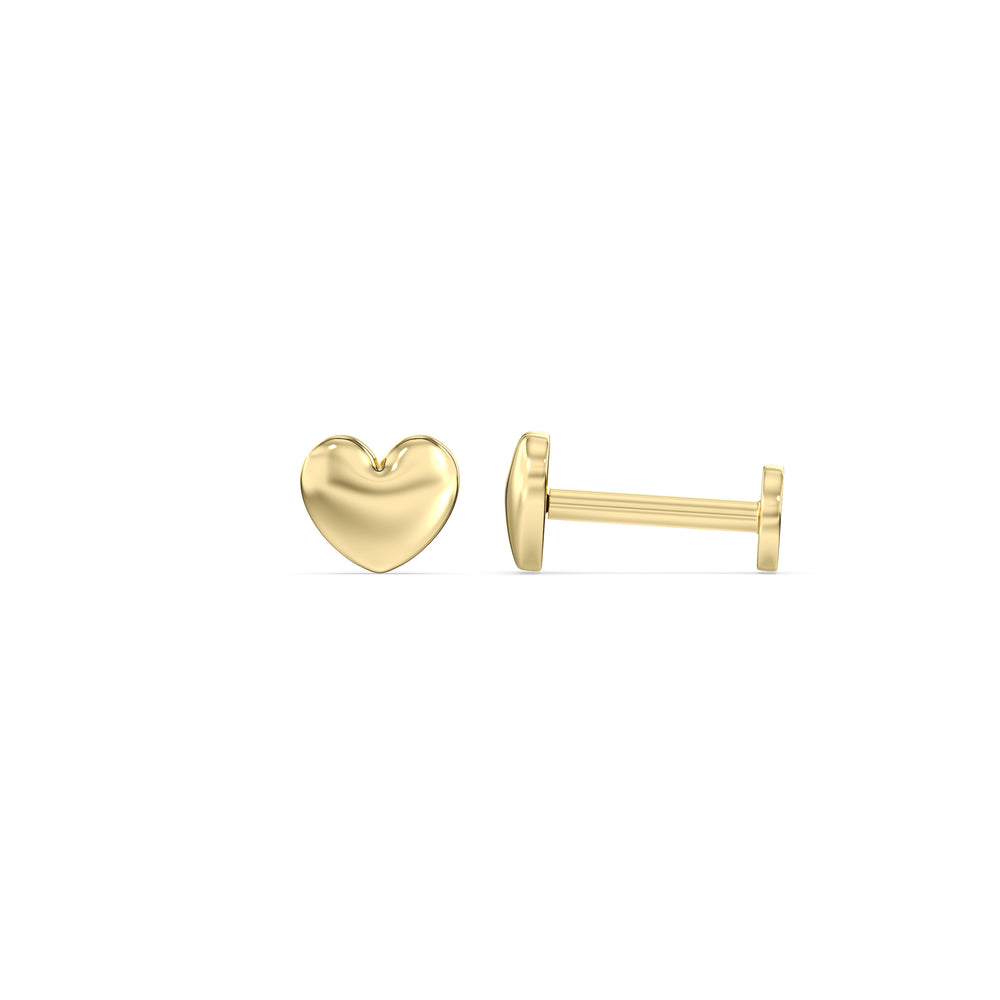 Heart Flatback Studs with 14KT Yellow Gold / Pair Cut Diamond in 14KT Yellow Gold / Pair view 4
