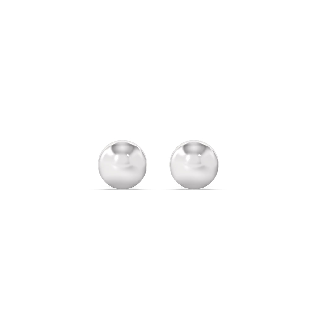 Sphere Flatback Studs with 14KT White Gold / Single Cut Diamond in 14KT White Gold / Single view 3
