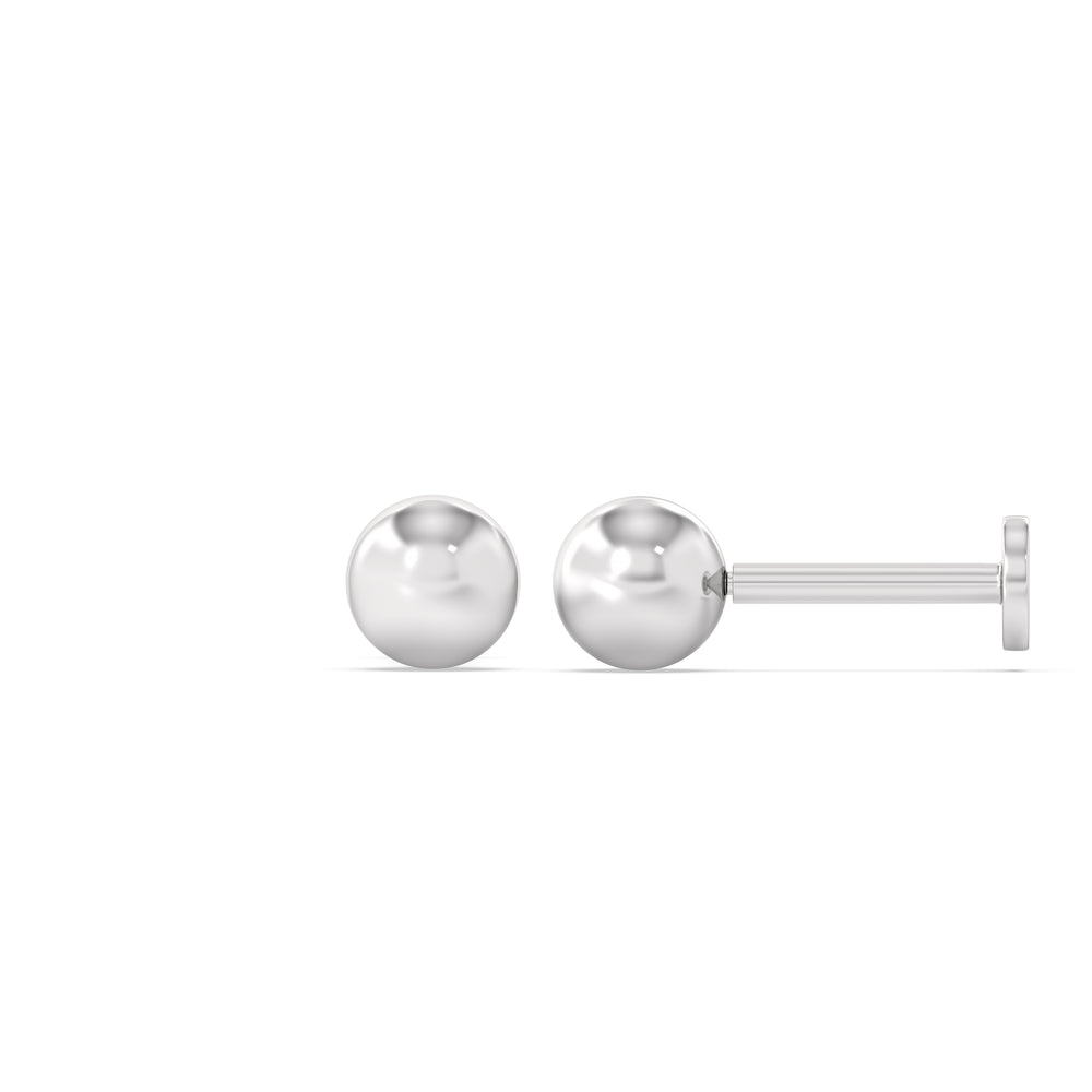 Sphere Flatback Studs with 14KT White Gold / Single Cut Diamond in 14KT White Gold / Single view 4
