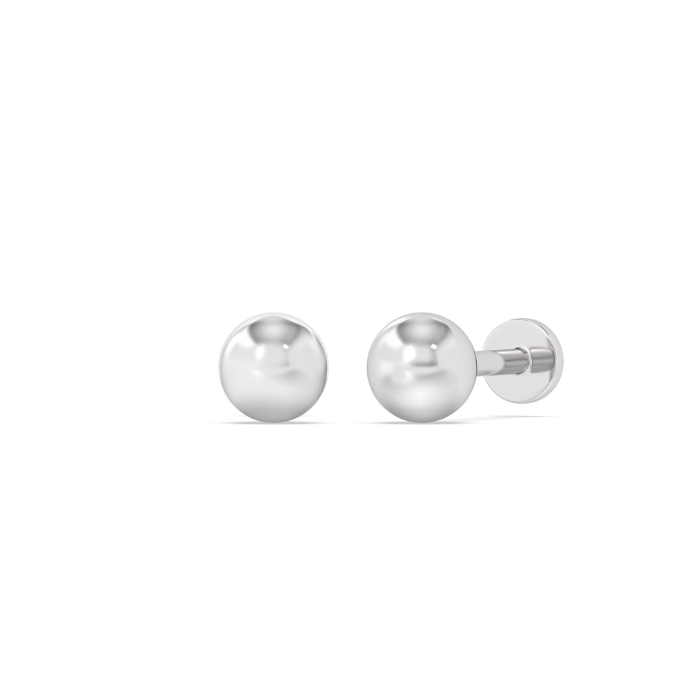 Sphere Flatback Studs with 14KT White Gold / Pair Cut Diamond in 14KT White Gold / Pair view 1
