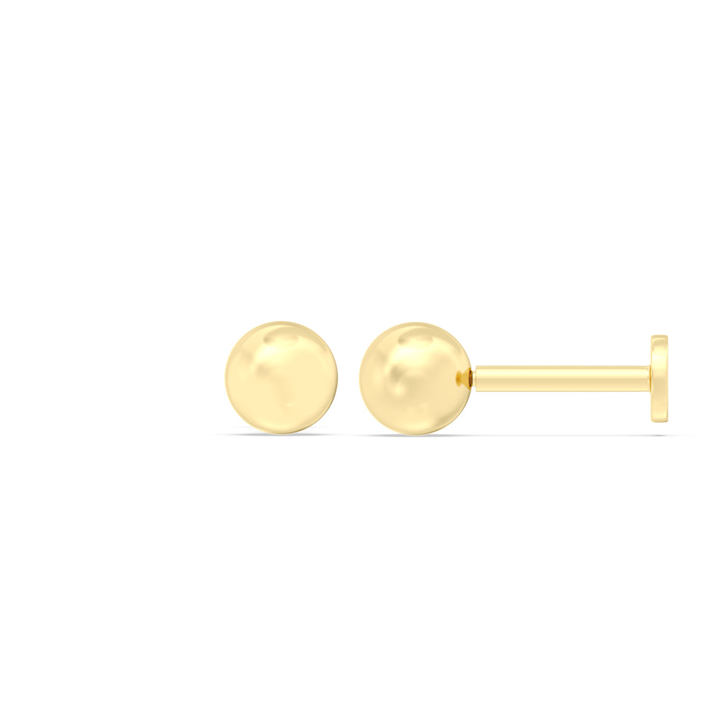 Sphere Flatback Studs with 14KT Yellow Gold / Pair Cut Diamond in 14KT Yellow Gold / Pair view 4
