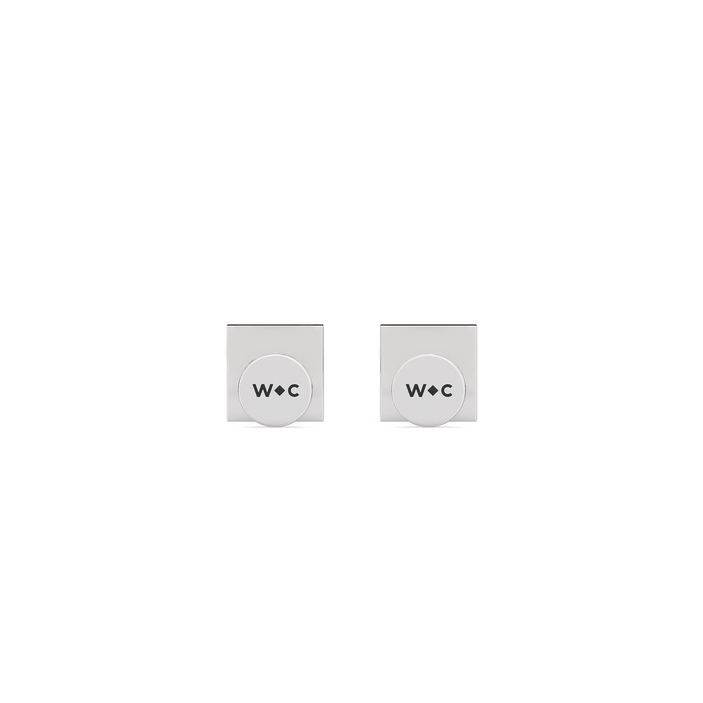 Pyramid Flatback Studs with 14KT White Gold / Pair Cut Diamond in 14KT White Gold / Pair view 5
