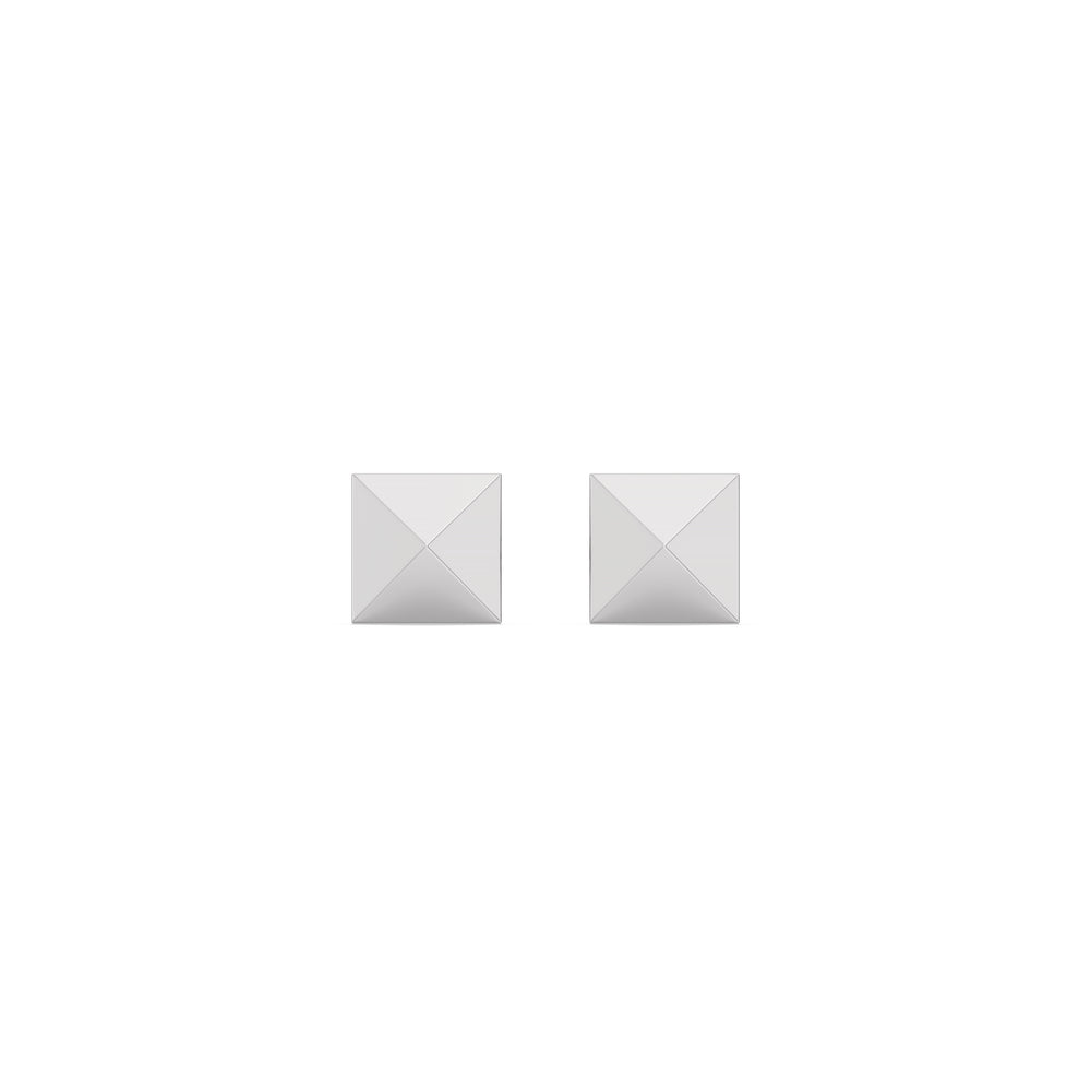 Pyramid Flatback Studs with 14KT White Gold / Pair Cut Diamond in 14KT White Gold / Pair view 3
