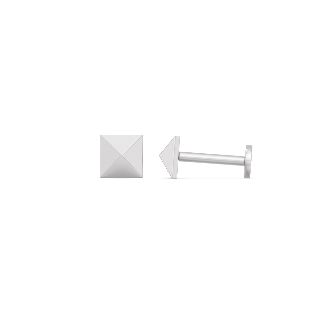 Pyramid Flatback Studs with 14KT White Gold / Pair Cut Diamond in 14KT White Gold / Pair view 4
