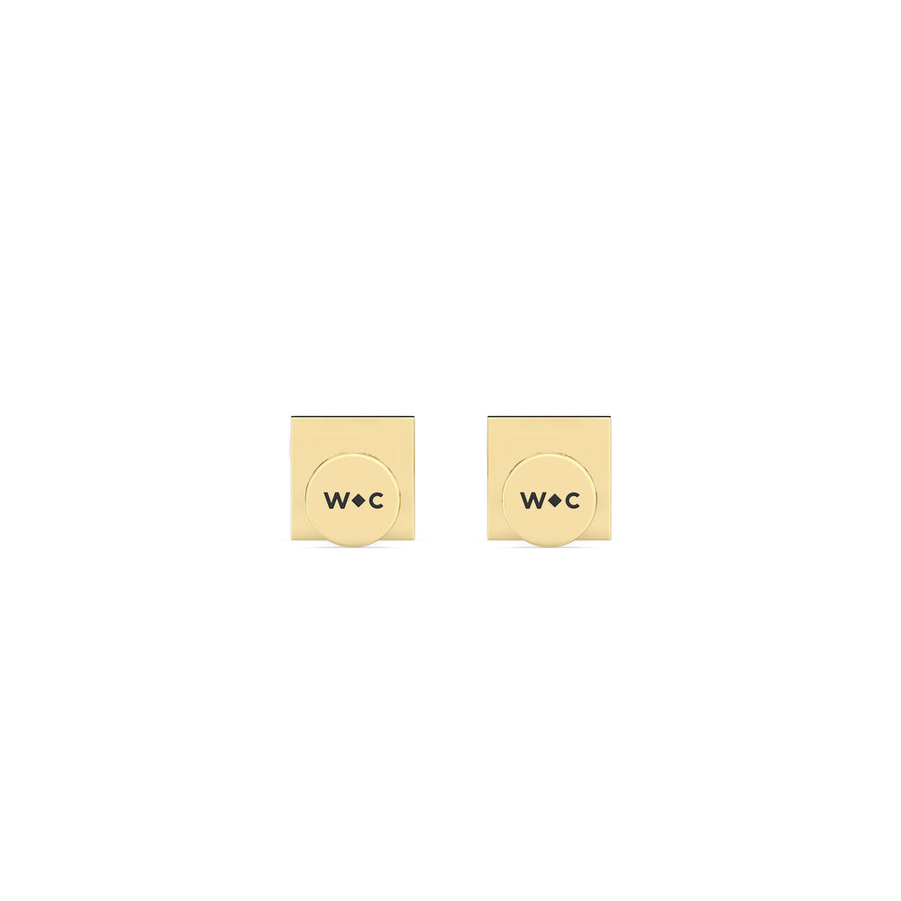 Pyramid Flatback Studs with 14KT Yellow Gold / Pair Cut Diamond in 14KT Yellow Gold / Pair view 5
