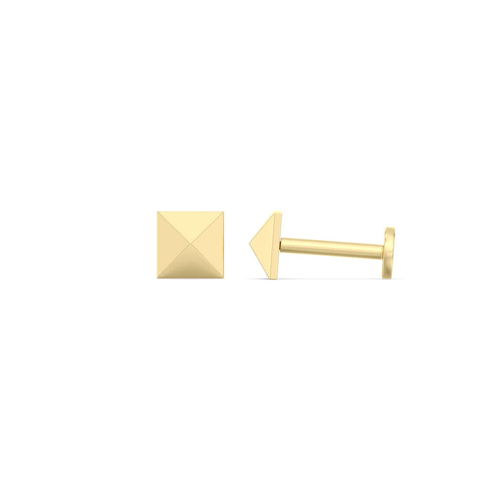 Pyramid Flatback Studs with 14KT Yellow Gold / Single Cut Diamond in 14KT Yellow Gold / Single view 4

