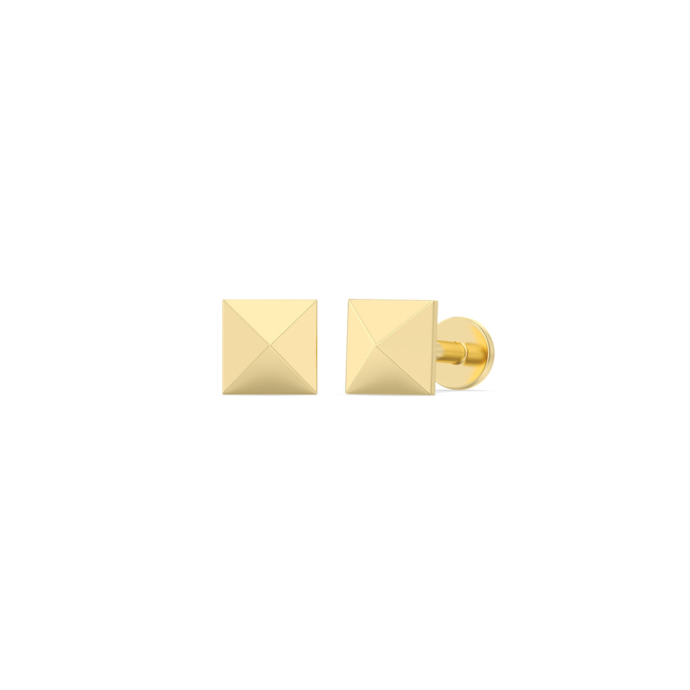 Pyramid Flatback Studs with 14KT Yellow Gold / Single Cut Diamond in 14KT Yellow Gold / Single view 1
