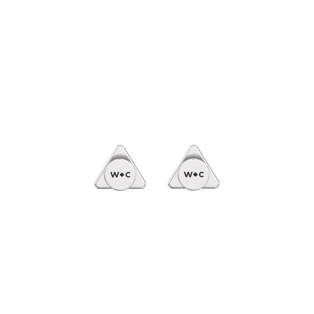 Triangle Flatback Studs with 14KT White Gold / Single Cut Diamond in 14KT White Gold / Single view 5
