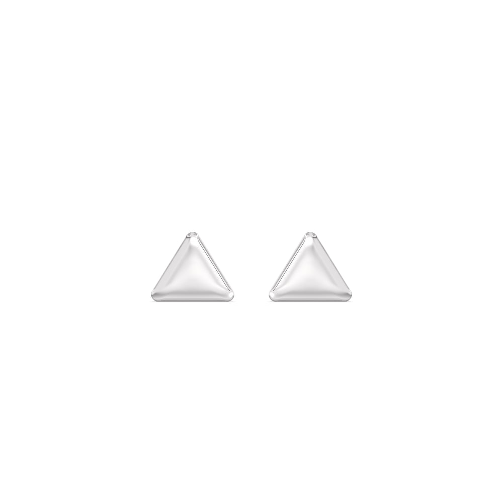 Triangle Flatback Studs with 14KT White Gold / Single Cut Diamond in 14KT White Gold / Single view 3
