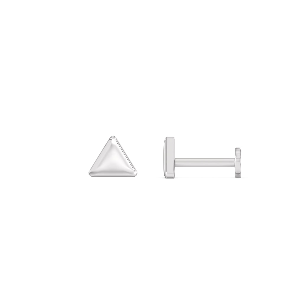 Triangle Flatback Studs with 14KT White Gold / Single Cut Diamond in 14KT White Gold / Single view 4

