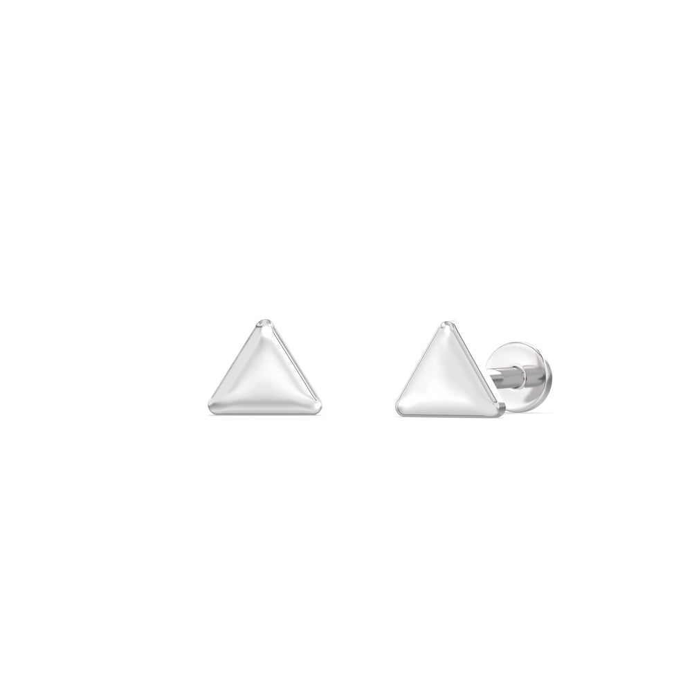 Triangle Flatback Studs with 14KT White Gold / Single Cut Diamond in 14KT White Gold / Single view 1
