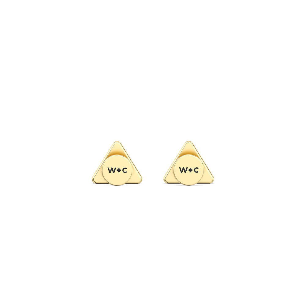 Triangle Flatback Studs with 14KT Yellow Gold / Single Cut Diamond in 14KT Yellow Gold / Single view 5
