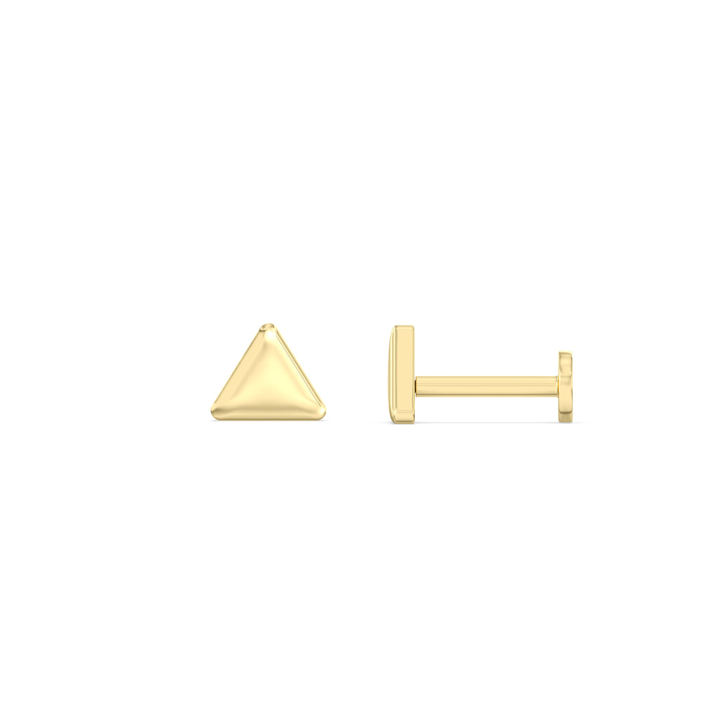 Triangle Flatback Studs with 14KT Yellow Gold / Pair Cut Diamond in 14KT Yellow Gold / Pair view 4
