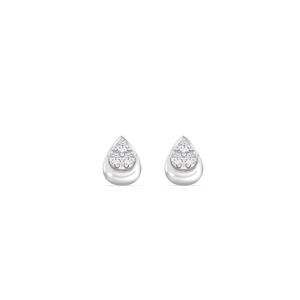 Teardrop Pear Flatback Stud with 14KT White Gold / Single Cut Diamond in 14KT White Gold / Single view 4
