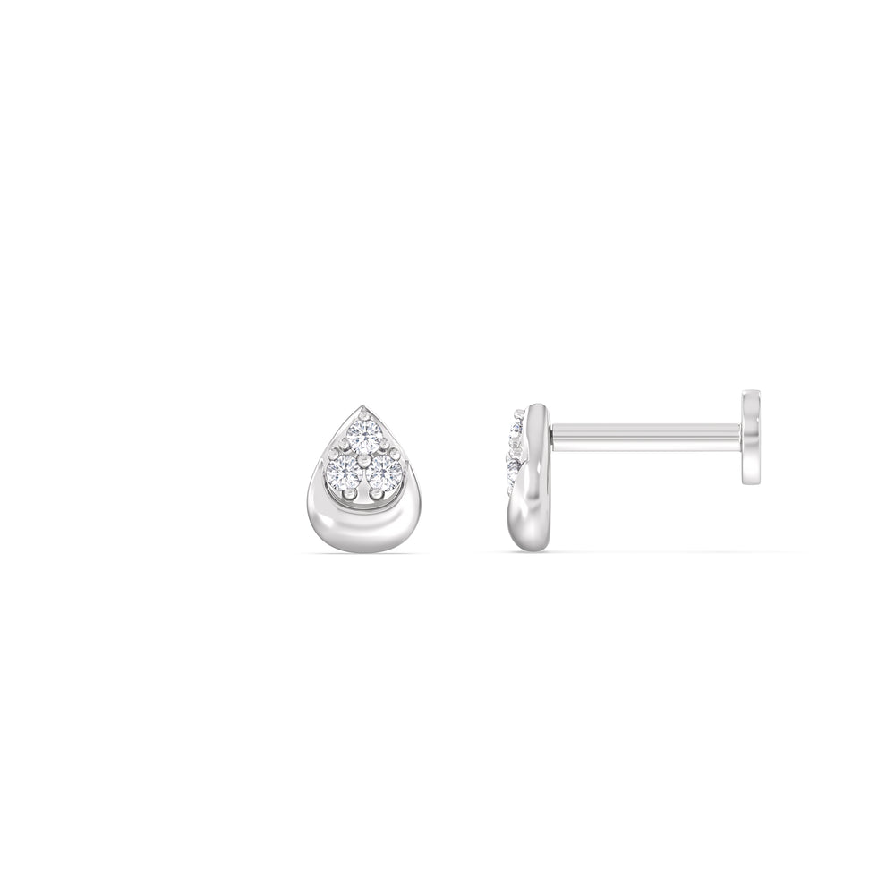 Teardrop Pear Flatback Stud with 14KT White Gold / Pair Cut Diamond in 14KT White Gold / Pair view 4
