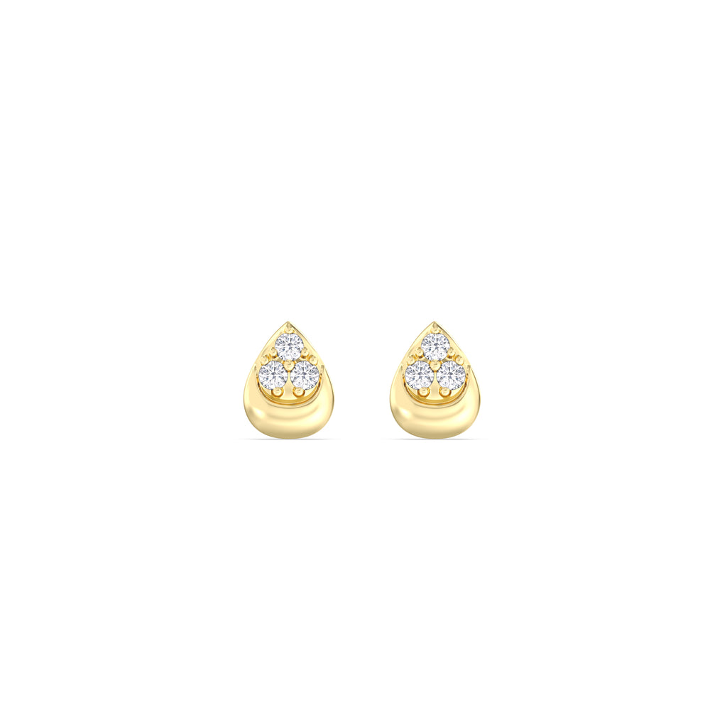 Teardrop Pear Flatback Stud with 14KT Yellow Gold / Pair Cut Diamond in 14KT Yellow Gold / Pair view 3
