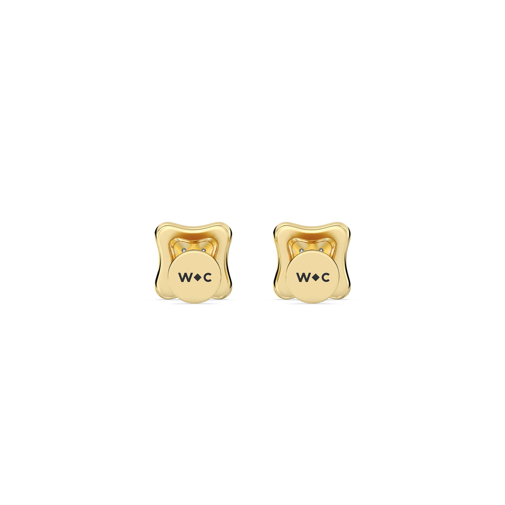 Rounded Square Flatback Studs with 14KT Yellow Gold / Single Cut Diamond in 14KT Yellow Gold / Single view 5
