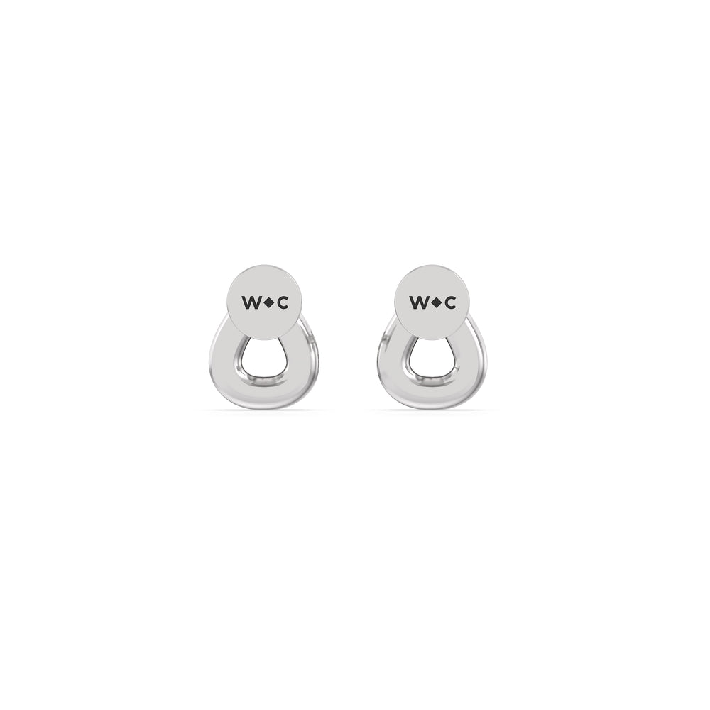 Pear Flatback Studs with 14KT White Gold / Right Cut Diamond in 14KT White Gold / Right view 5
