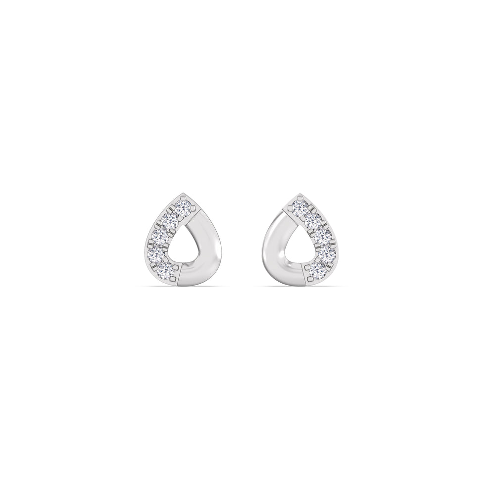 Pear Flatback Studs with 14KT White Gold / Left Cut Diamond in 14KT White Gold / Left view 3
