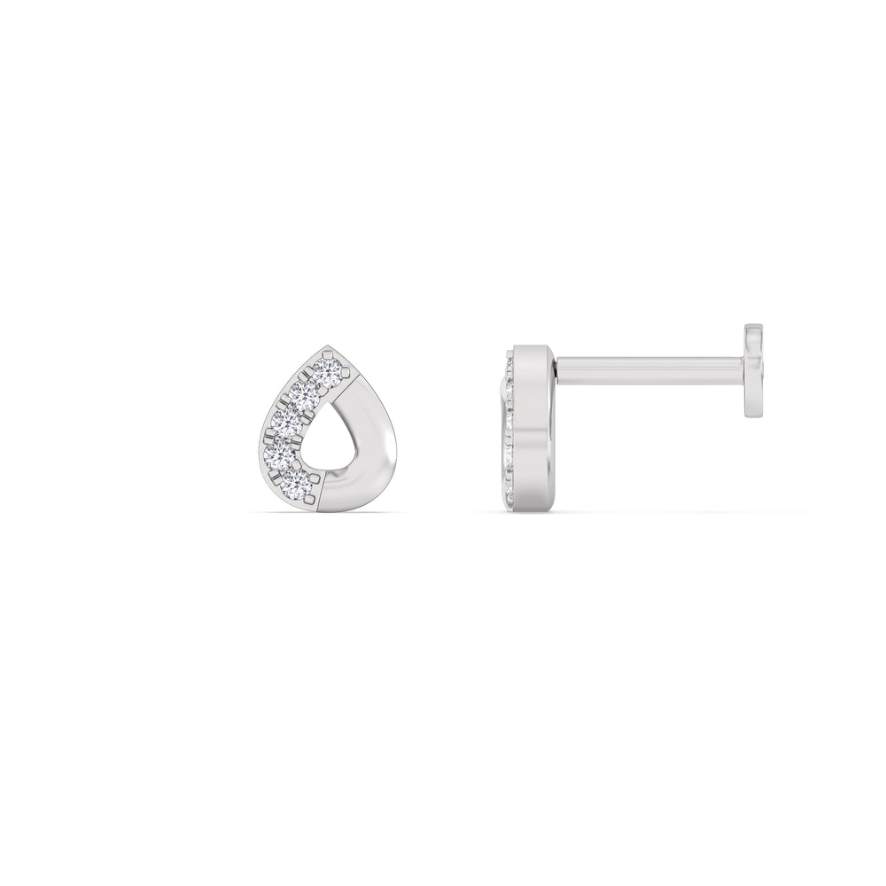 Pear Flatback Studs with 14KT White Gold / Pair Cut Diamond in 14KT White Gold / Pair view 4
