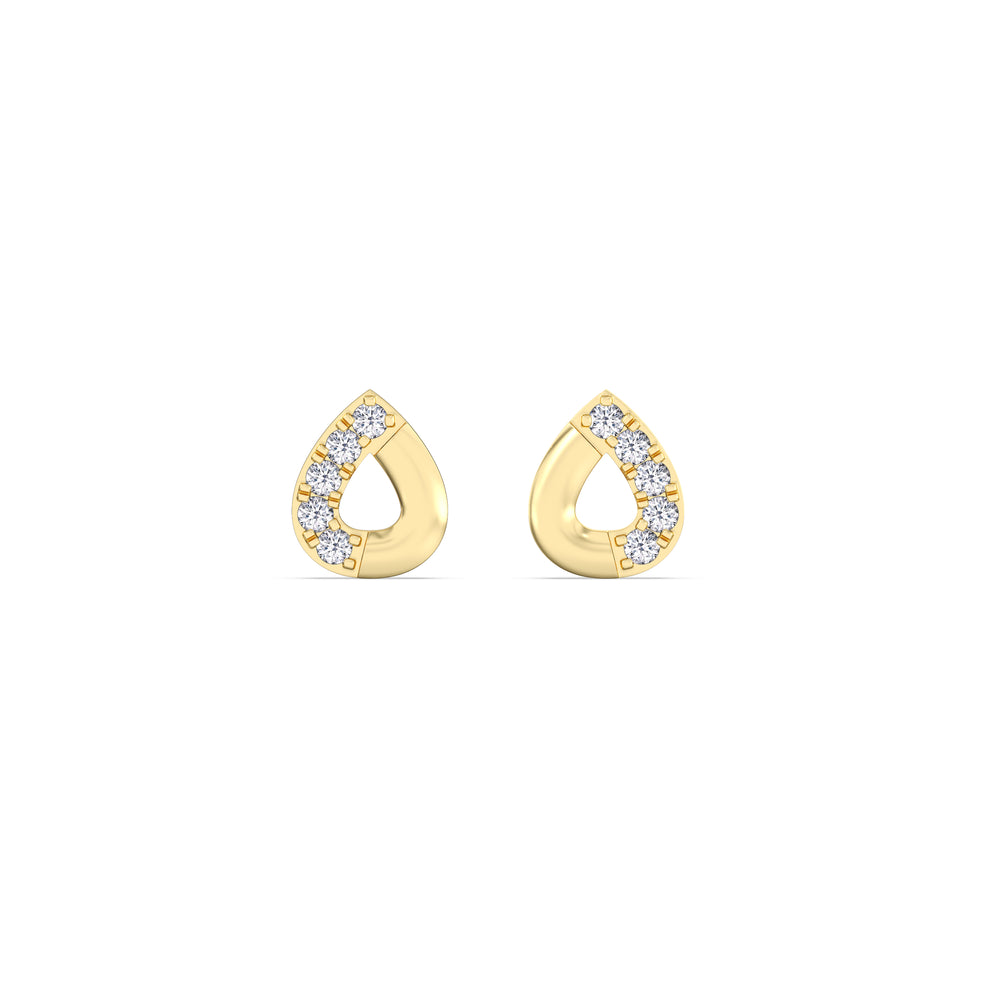 Pear Flatback Studs with 14KT Yellow Gold / Pair Cut Diamond in 14KT Yellow Gold / Pair view 3
