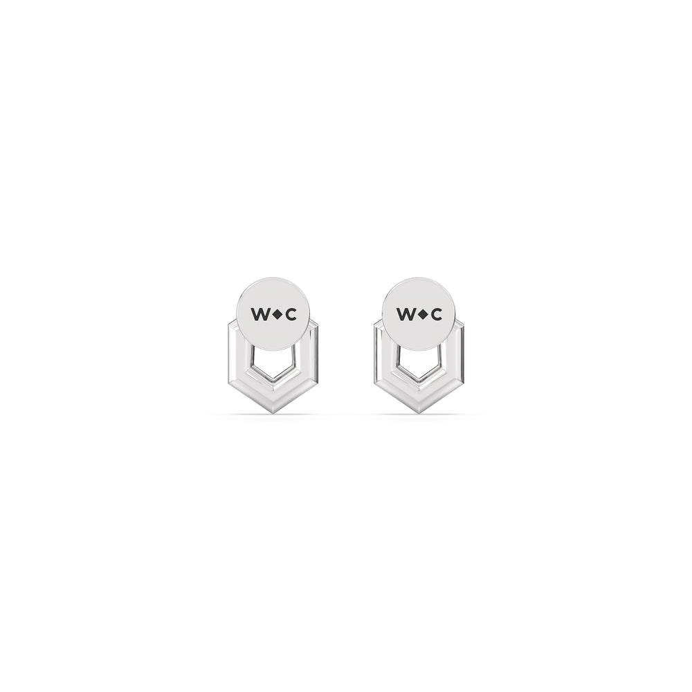 Geometric Flatback Studs with 14KT White Gold / Pair Cut Diamond in 14KT White Gold / Pair view 5
