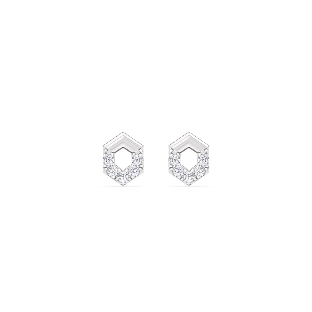 Geometric Flatback Studs with 14KT White Gold / Single Cut Diamond in 14KT White Gold / Single view 3
