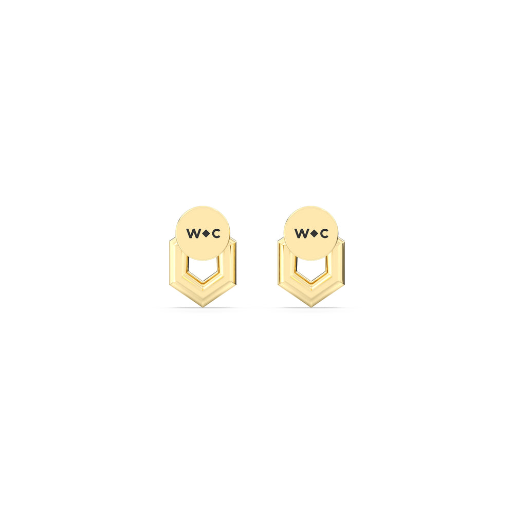 Geometric Flatback Studs with 14KT Yellow Gold / Pair Cut Diamond in 14KT Yellow Gold / Pair view 5
