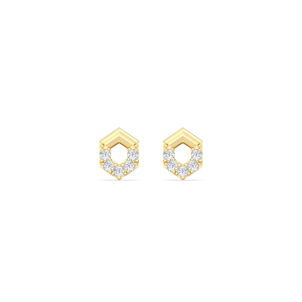 Geometric Flatback Studs with 14KT Yellow Gold / Pair Cut Diamond in 14KT Yellow Gold / Pair view 3
