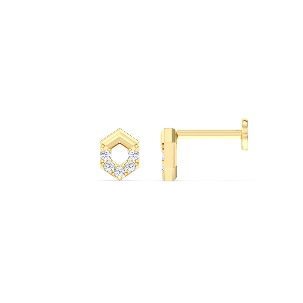 Geometric Flatback Studs with 14KT Yellow Gold / Pair Cut Diamond in 14KT Yellow Gold / Pair view 4
