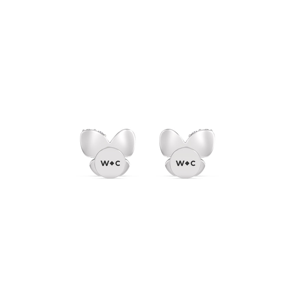 Butterfly Flatback Studs with 14KT White Gold / Right Cut Diamond in 14KT White Gold / Right view 5
