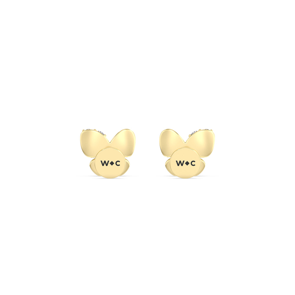 Butterfly Flatback Studs with 14KT Yellow Gold / Right Cut Diamond in 14KT Yellow Gold / Right view 5
