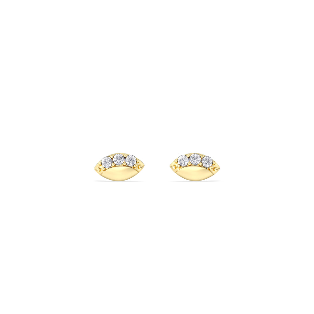 Vertical Marquise Flatback Studs with 14KT Yellow Gold / Right Cut Diamond in 14KT Yellow Gold / Right view 3
