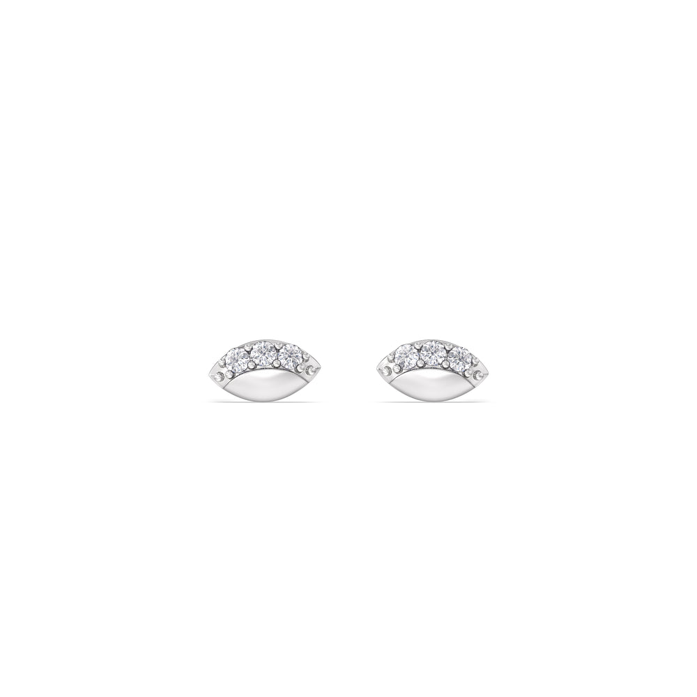 Vertical Marquise Flatback Studs with 14KT White Gold / Right Cut Diamond in 14KT White Gold / Right view 3

