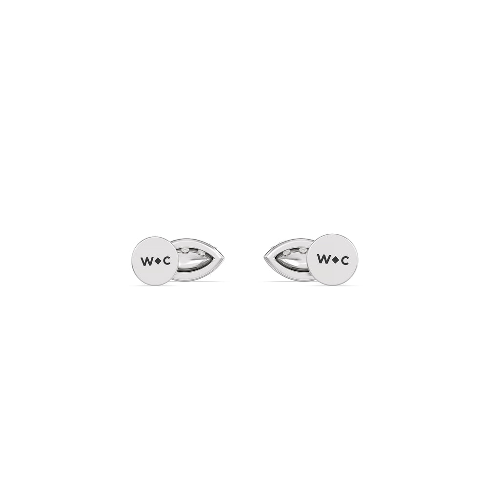 Vertical Marquise Flatback Studs with 14KT White Gold / Left Cut Diamond in 14KT White Gold / Left view 5
