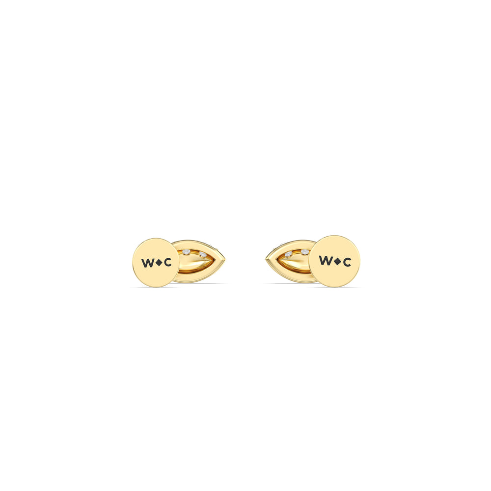 Vertical Marquise Flatback Studs with 14KT Yellow Gold / Pair Cut Diamond in 14KT Yellow Gold / Pair view 5

