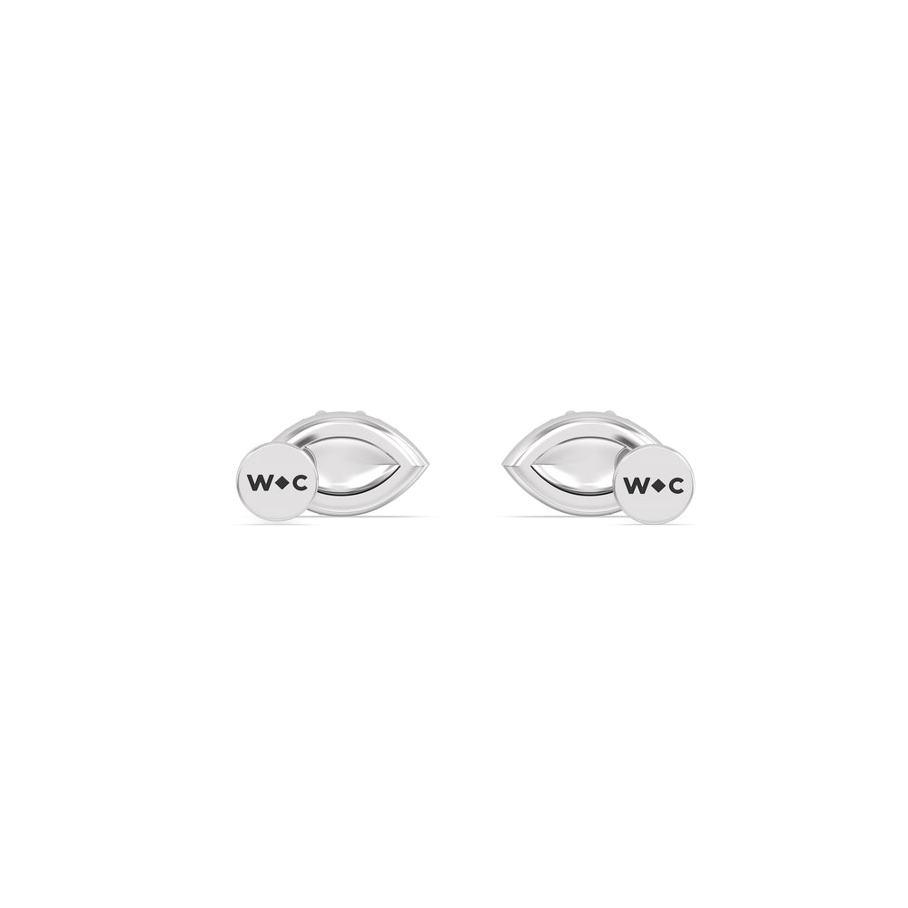 Marquise Flatback Studs with 14KT White Gold / Single Cut Diamond in 14KT White Gold / Single view 5
