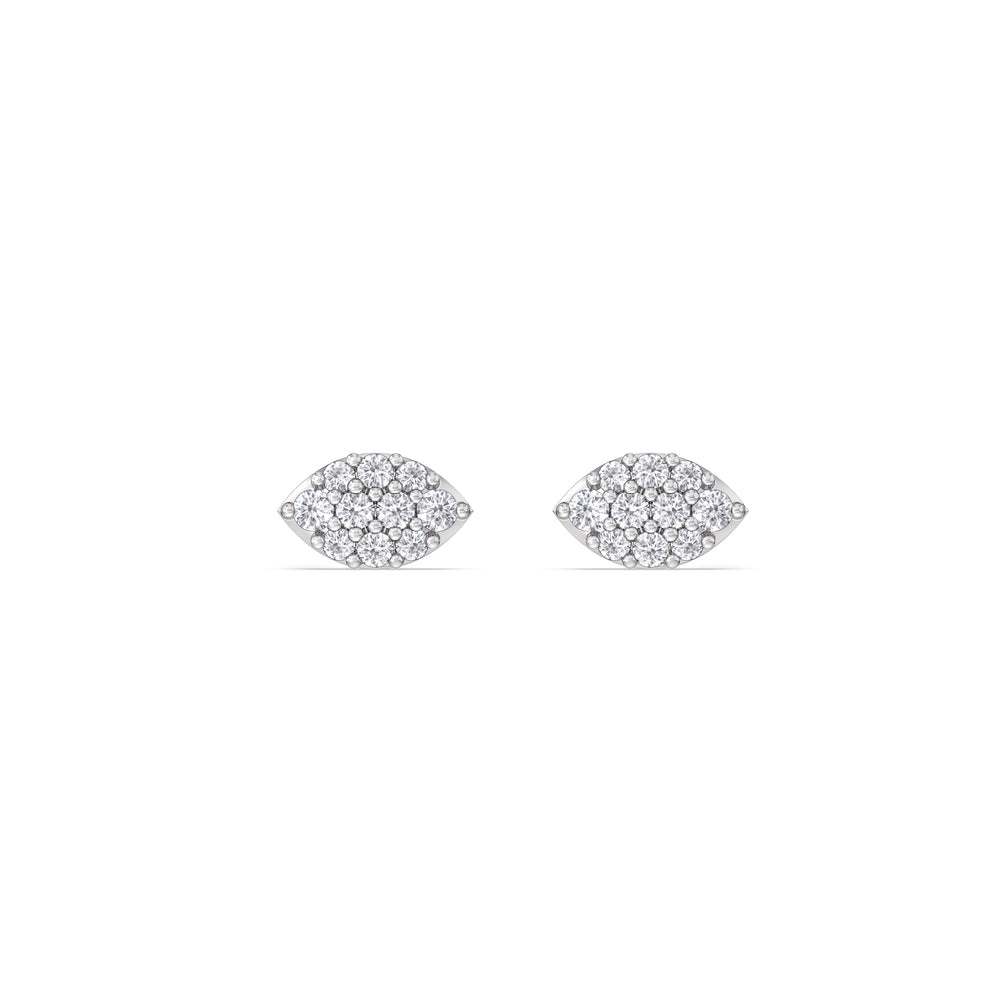 Marquise Flatback Studs with 14KT White Gold / Single Cut Diamond in 14KT White Gold / Single view 3
