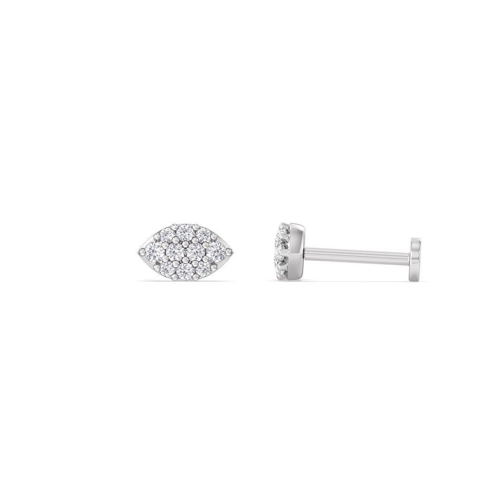 Marquise Flatback Studs with 14KT White Gold / Pair Cut Diamond in 14KT White Gold / Pair view 4
