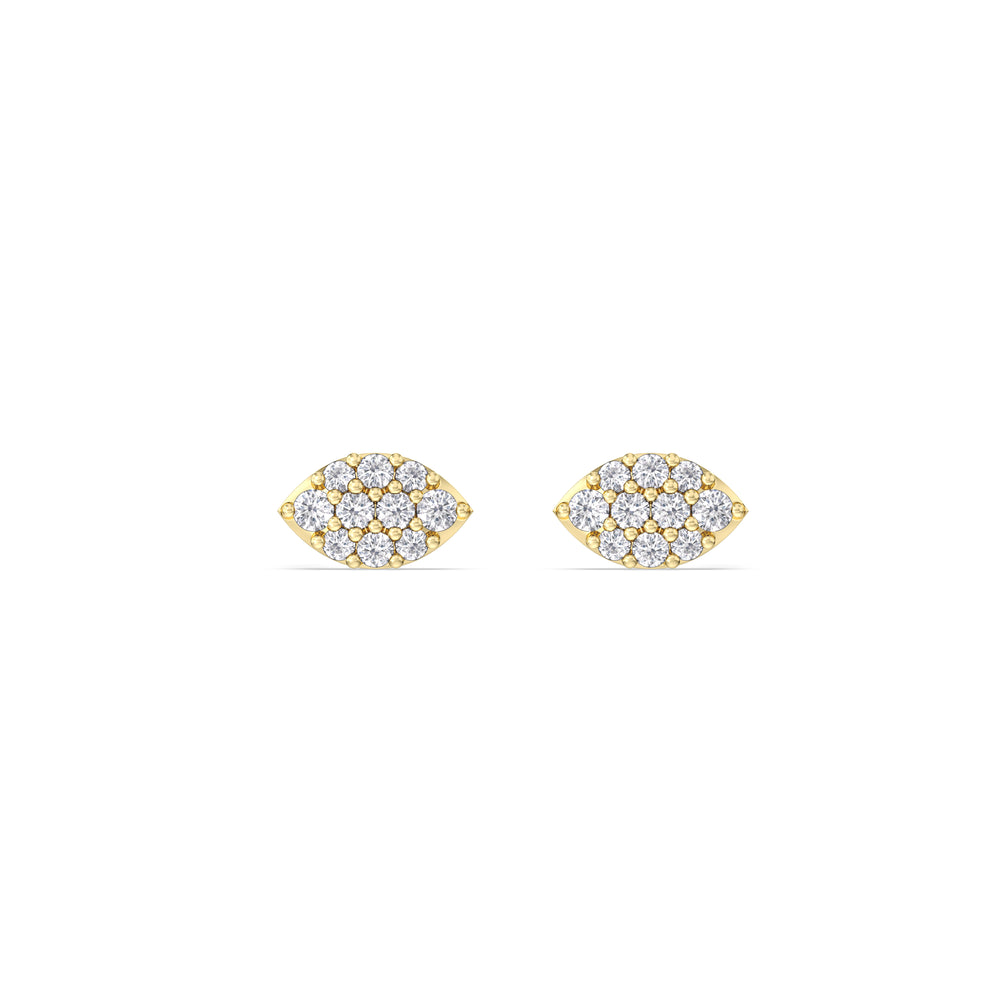 Marquise Flatback Studs with 14KT Yellow Gold / Pair Cut Diamond in 14KT Yellow Gold / Pair view 3
