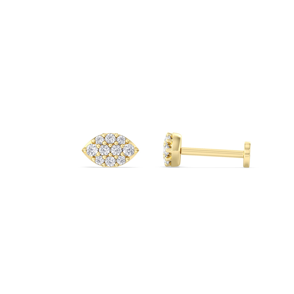 Marquise Flatback Studs with 14KT Yellow Gold / Pair Cut Diamond in 14KT Yellow Gold / Pair view 4

