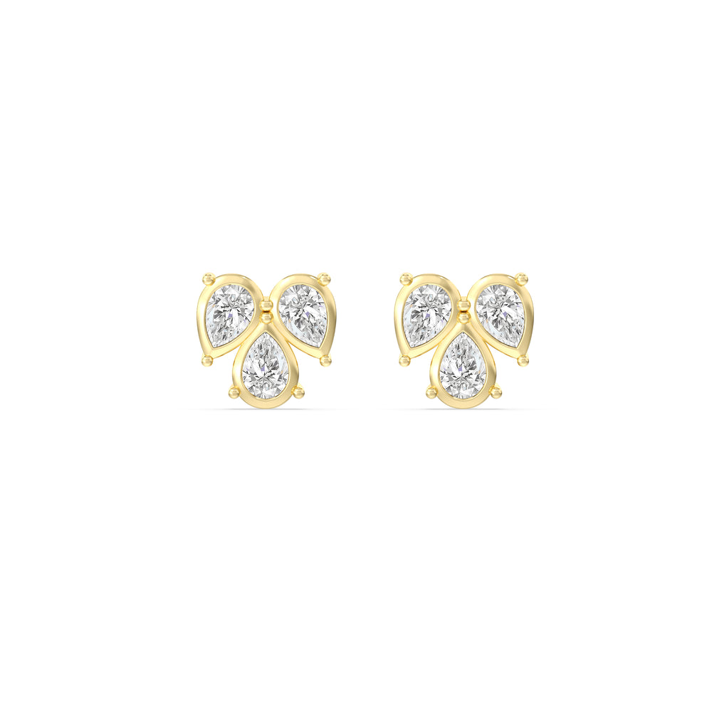Tri Flatback Studs with 14KT Yellow Gold / Single Cut Diamond in 14KT Yellow Gold / Single view 3
