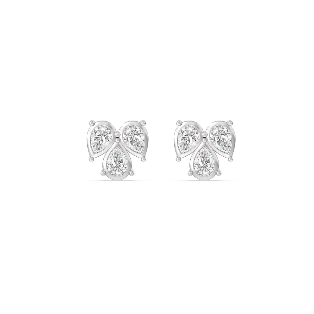 Tri Flatback Studs with 14KT White Gold / Single Cut Diamond in 14KT White Gold / Single view 3
