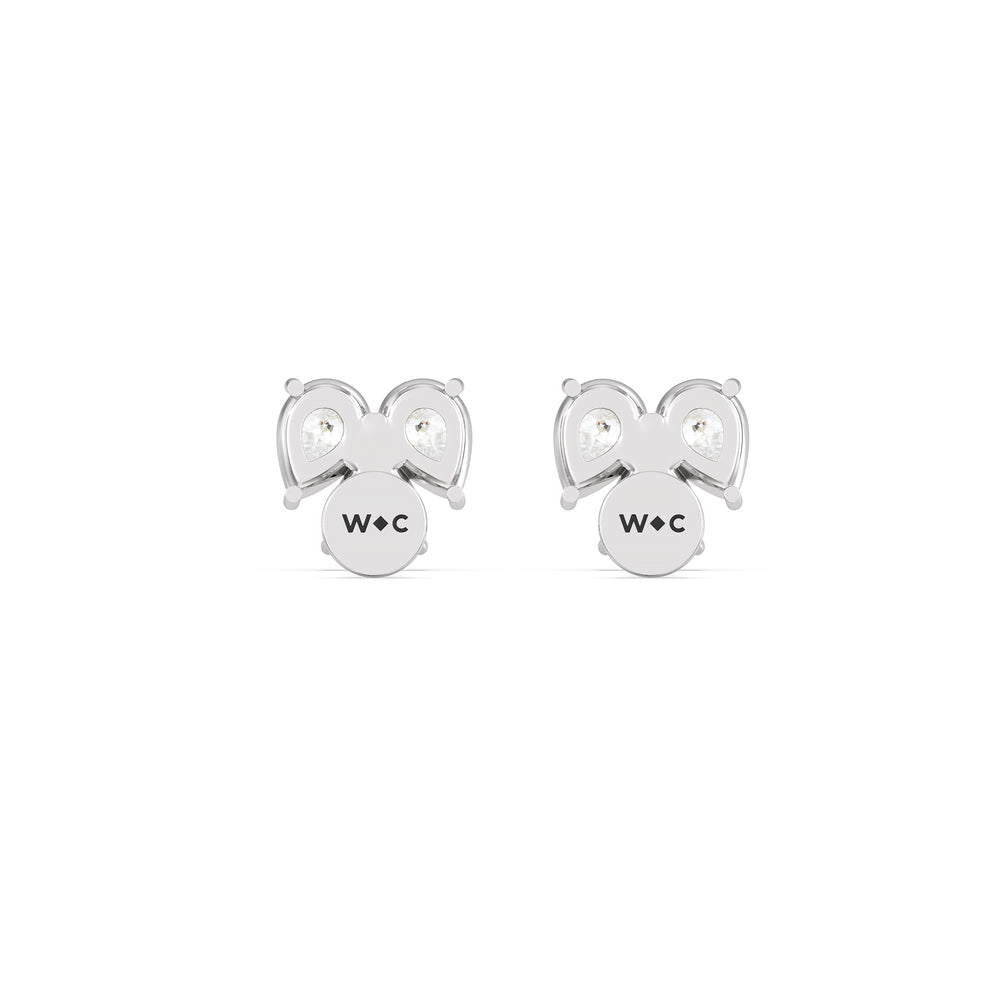 Tri Flatback Studs with 14KT White Gold / Pair Cut Diamond in 14KT White Gold / Pair view 5
