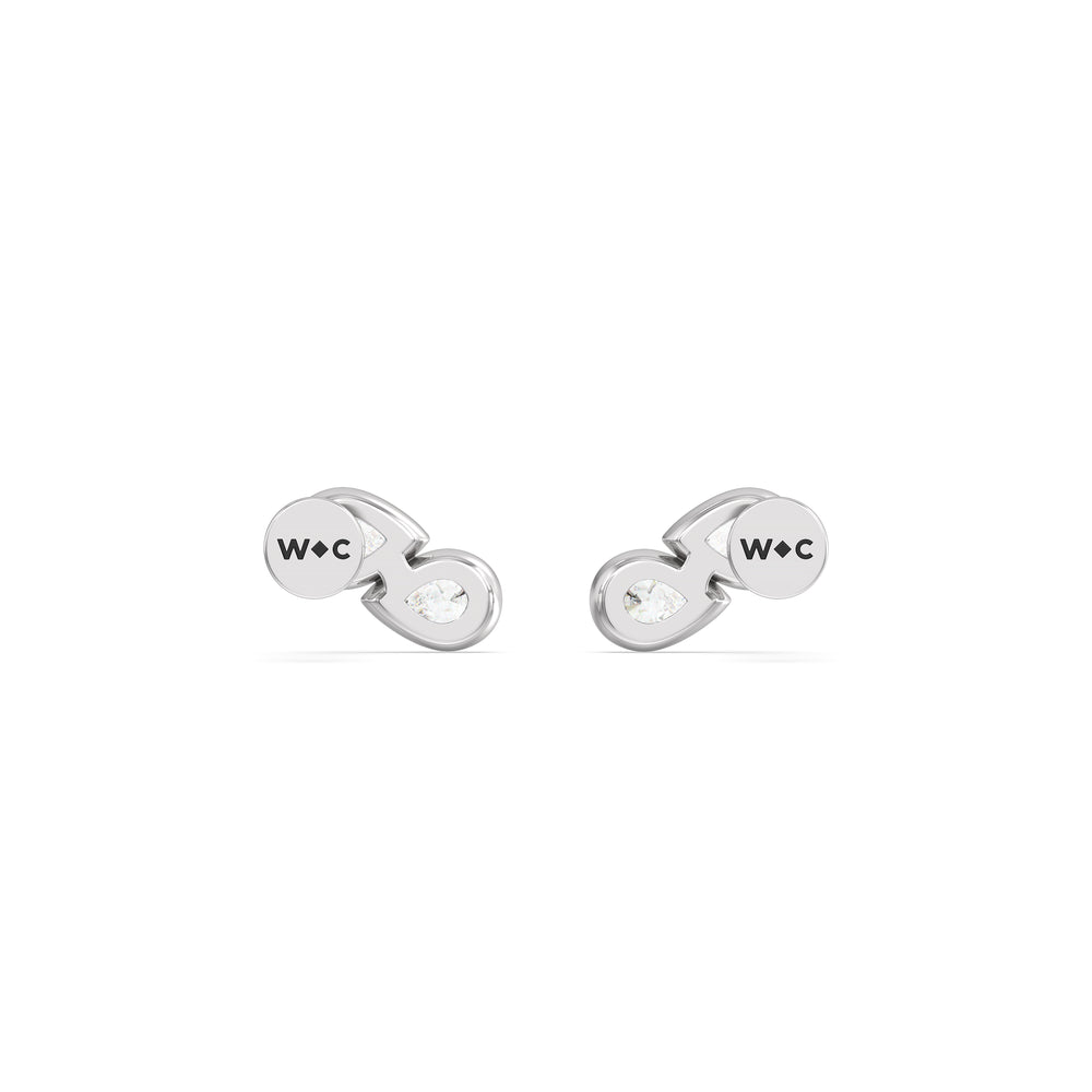 Pear Duet Flatback Studs with 14KT White Gold / Pair Cut Diamond in 14KT White Gold / Pair view 5
