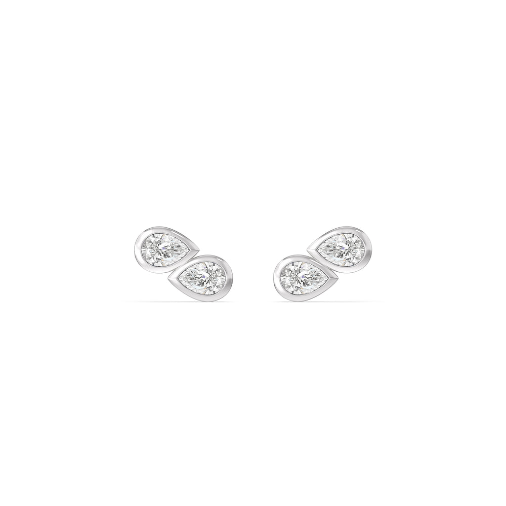 Pear Duet Flatback Studs with 14KT White Gold / Pair Cut Diamond in 14KT White Gold / Pair view 3
