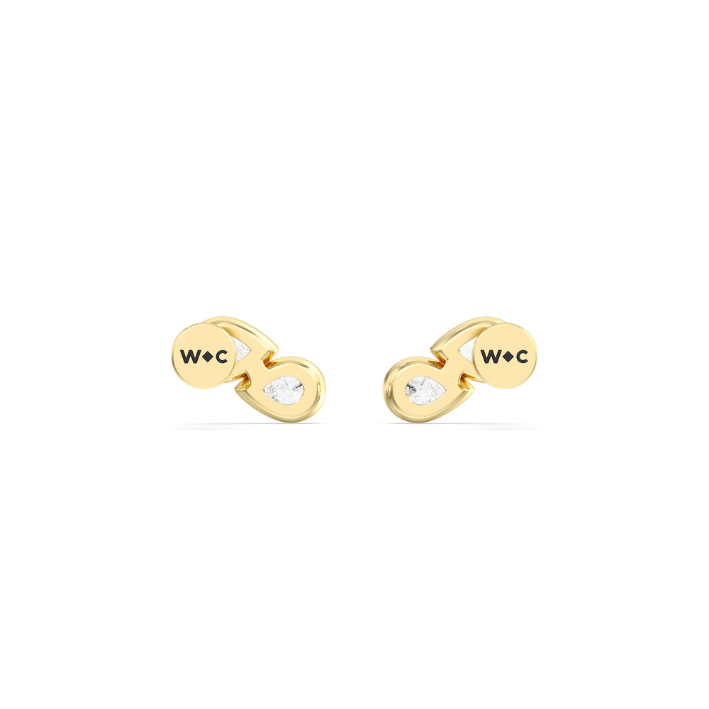 Pear Duet Flatback Studs with 14KT Yellow Gold / Right Cut Diamond in 14KT Yellow Gold / Right view 5
