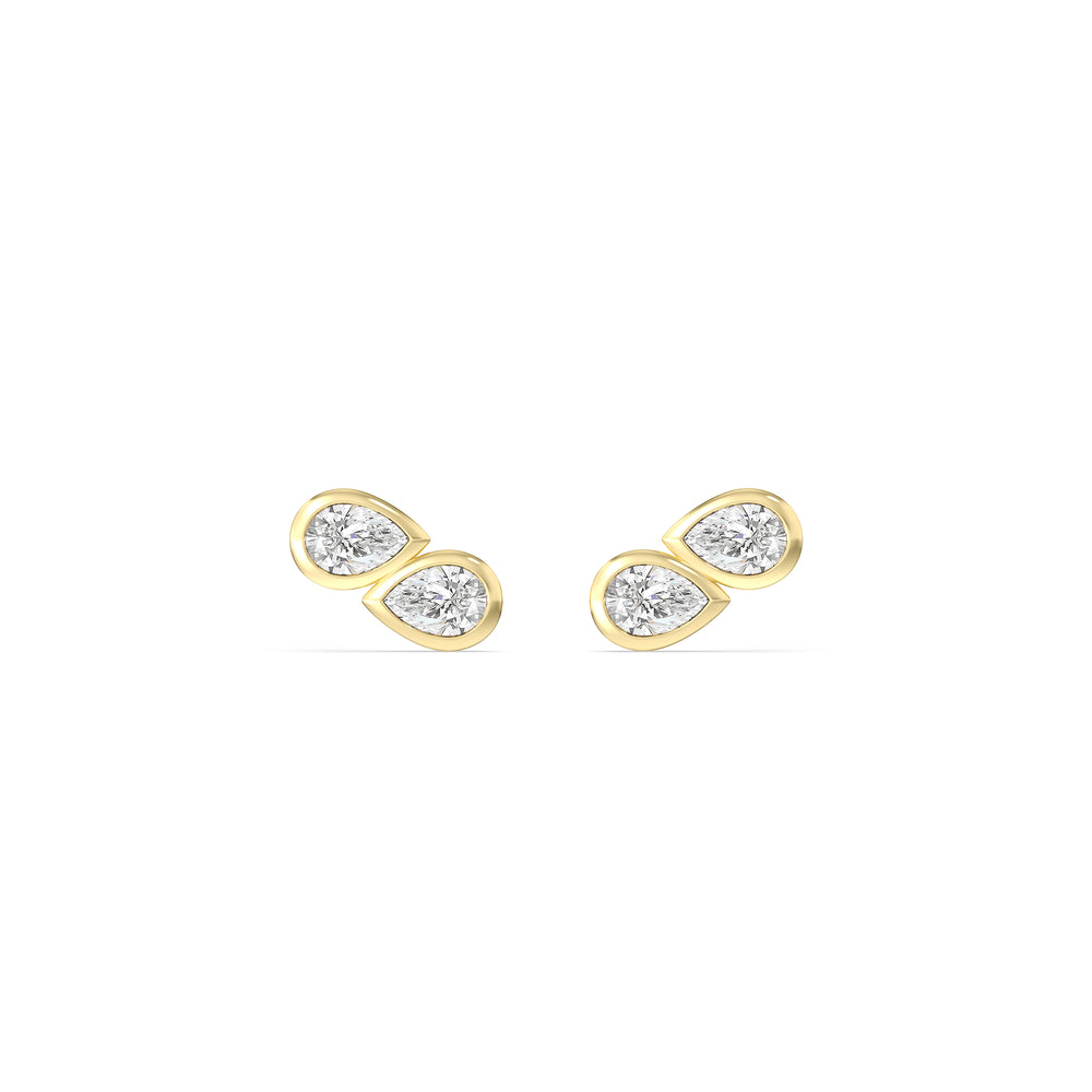 Pear Duet Flatback Studs with 14KT Yellow Gold / Left Cut Diamond in 14KT Yellow Gold / Left view 3
