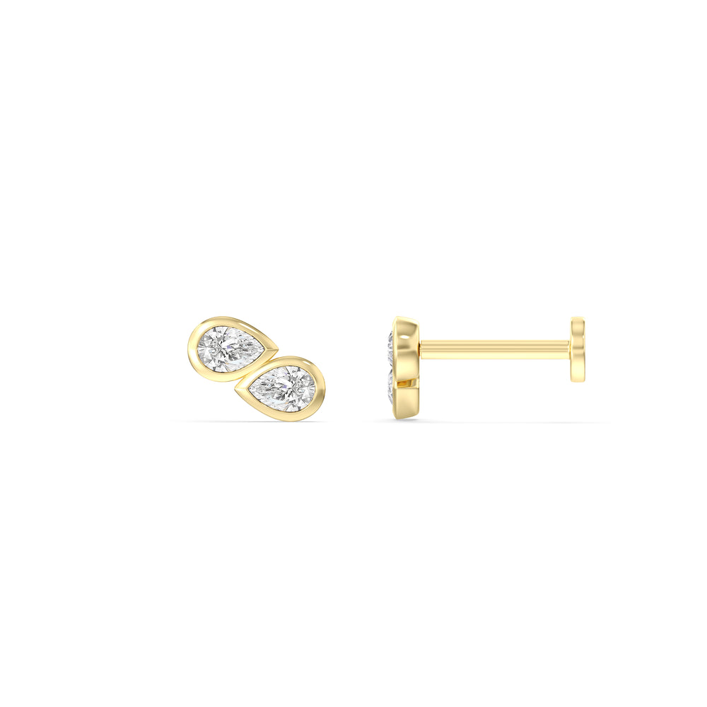 Pear Duet Flatback Studs with 14KT Yellow Gold / Pair Cut Diamond in 14KT Yellow Gold / Pair view 4
